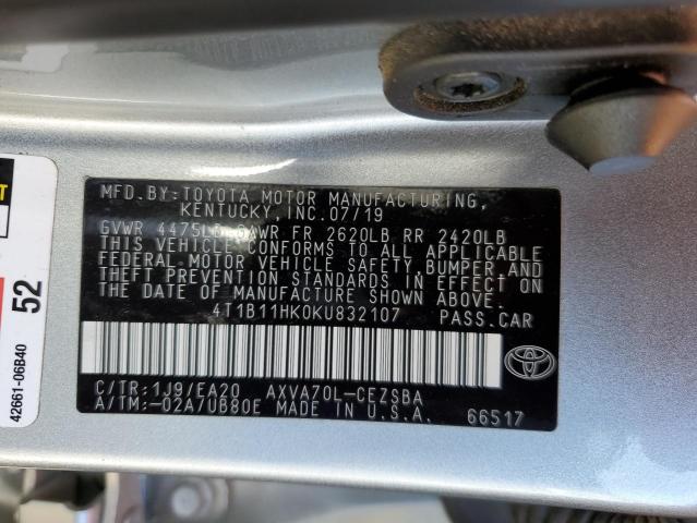 Photo 9 VIN: 4T1B11HK0KU832107 - TOYOTA CAMRY L 