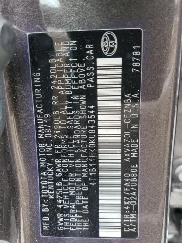 Photo 12 VIN: 4T1B11HK0KU843544 - TOYOTA CAMRY L 