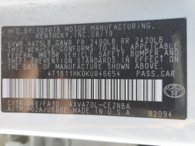 Photo 12 VIN: 4T1B11HK0KU846654 - TOYOTA CAMRY 