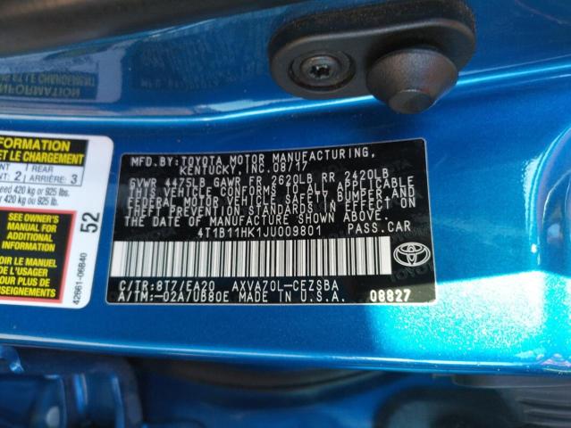 Photo 11 VIN: 4T1B11HK1JU009801 - TOYOTA CAMRY L 