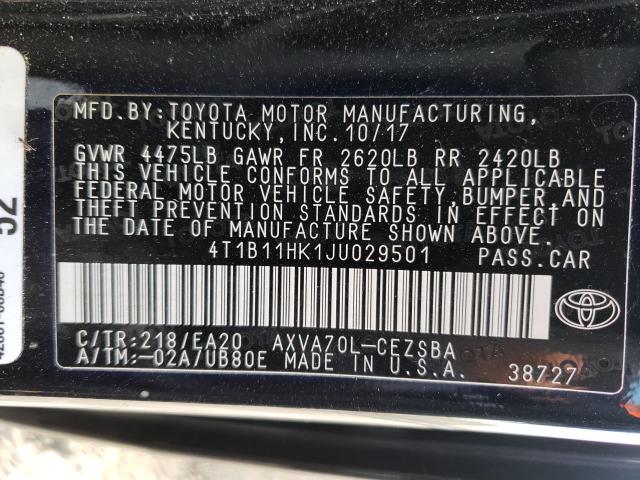 Photo 9 VIN: 4T1B11HK1JU029501 - TOYOTA CAMRY L 