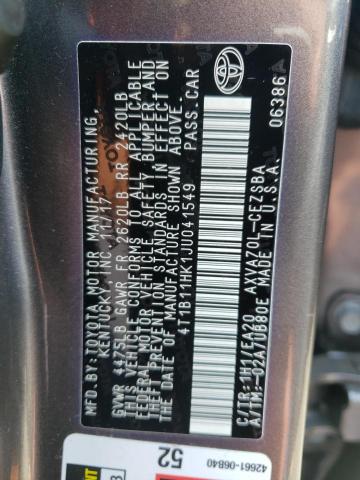 Photo 11 VIN: 4T1B11HK1JU041549 - TOYOTA CAMRY L 