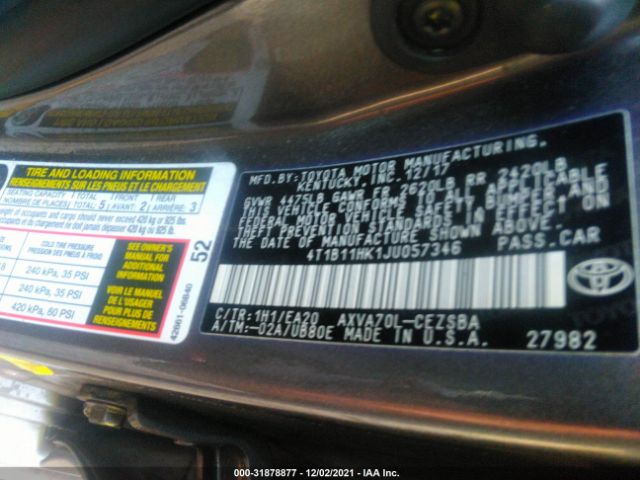 Photo 8 VIN: 4T1B11HK1JU057346 - TOYOTA CAMRY 