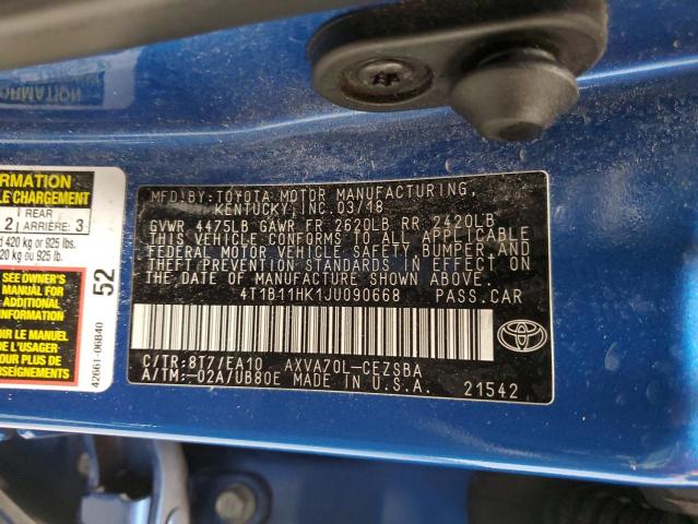 Photo 11 VIN: 4T1B11HK1JU090668 - TOYOTA CAMRY 