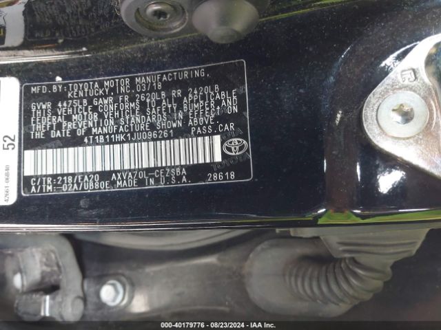 Photo 8 VIN: 4T1B11HK1JU096261 - TOYOTA CAMRY 