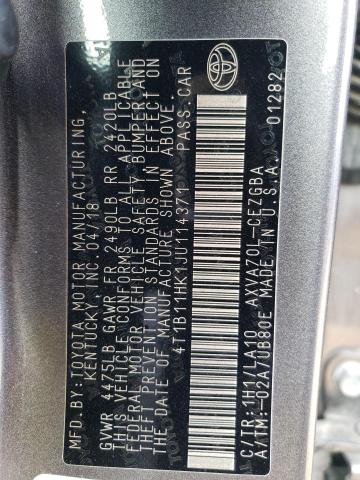 Photo 11 VIN: 4T1B11HK1JU114371 - TOYOTA CAMRY L 