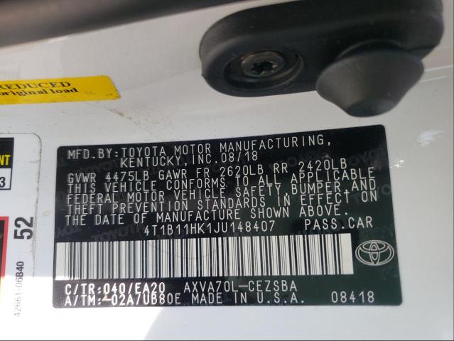 Photo 9 VIN: 4T1B11HK1JU148407 - TOYOTA CAMRY L 