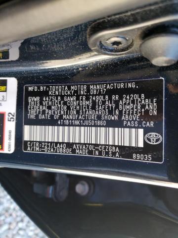 Photo 9 VIN: 4T1B11HK1JU501860 - TOYOTA CAMRY L 