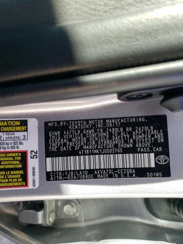 Photo 9 VIN: 4T1B11HK1JU502765 - TOYOTA CAMRY L 