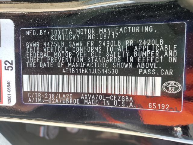 Photo 9 VIN: 4T1B11HK1JU514530 - TOYOTA CAMRY L 