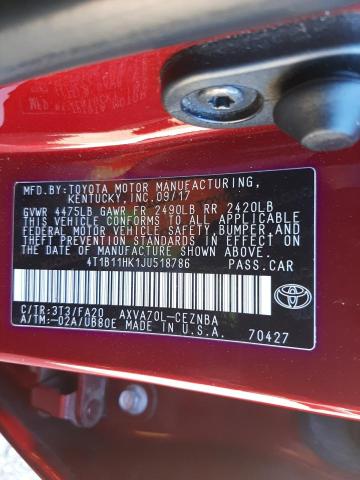 Photo 9 VIN: 4T1B11HK1JU518786 - TOYOTA CAMRY L 