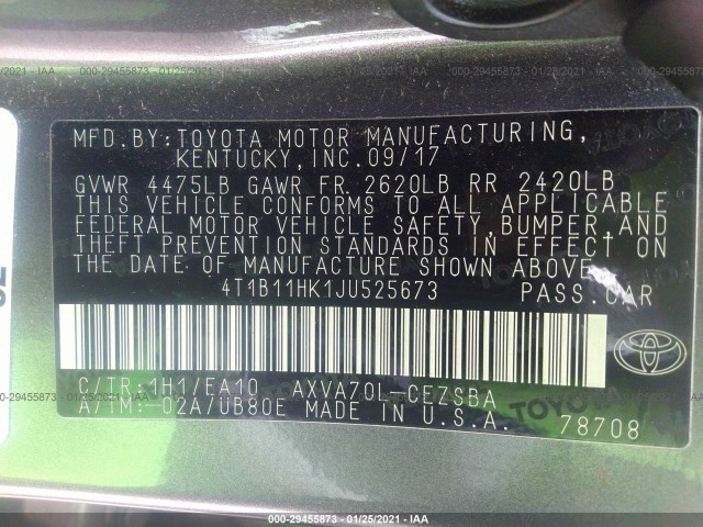 Photo 8 VIN: 4T1B11HK1JU525673 - TOYOTA CAMRY 