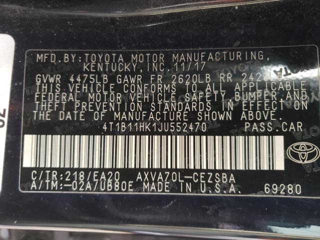 Photo 11 VIN: 4T1B11HK1JU552470 - TOYOTA CAMRY 