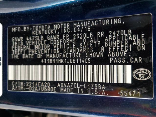 Photo 11 VIN: 4T1B11HK1JU611405 - TOYOTA CAMRY 