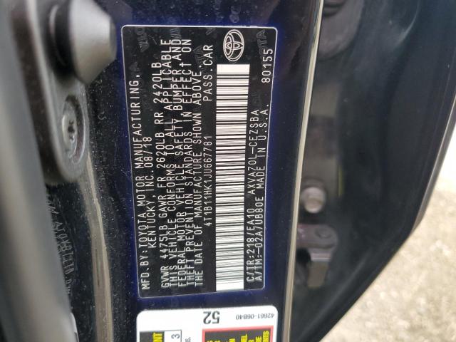 Photo 11 VIN: 4T1B11HK1JU667781 - TOYOTA CAMRY 