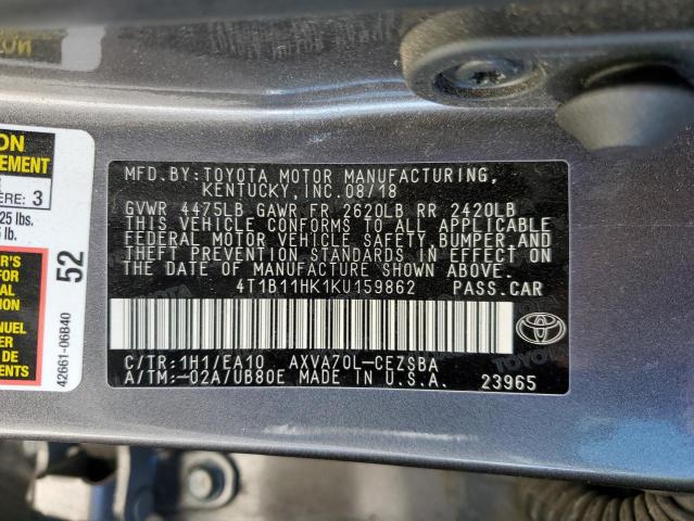 Photo 11 VIN: 4T1B11HK1KU159862 - TOYOTA CAMRY 