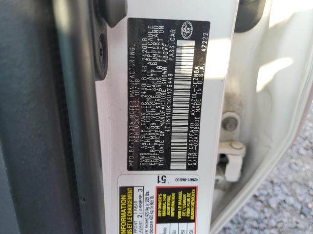 Photo 11 VIN: 4T1B11HK1KU176449 - TOYOTA CAMRY L 