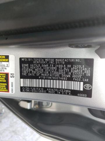 Photo 9 VIN: 4T1B11HK1KU214682 - TOYOTA CAMRY L 