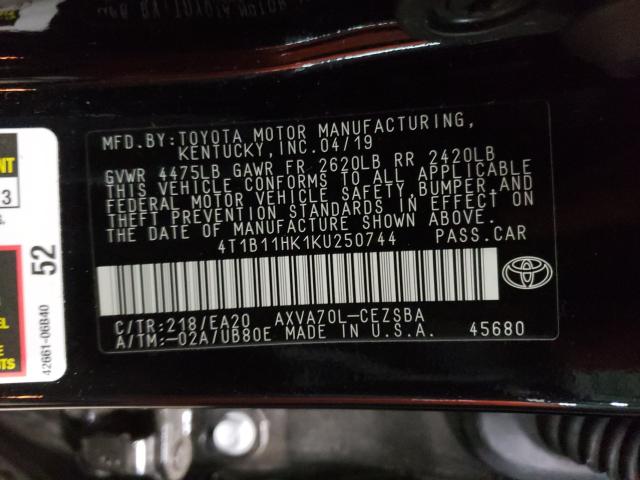 Photo 9 VIN: 4T1B11HK1KU250744 - TOYOTA CAMRY L 