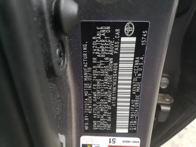 Photo 11 VIN: 4T1B11HK1KU264806 - TOYOTA CAMRY L 