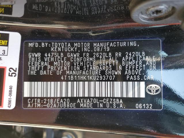 Photo 11 VIN: 4T1B11HK1KU293707 - TOYOTA CAMRY 