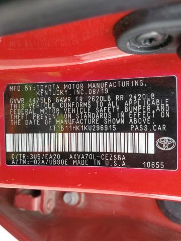 Photo 11 VIN: 4T1B11HK1KU296915 - TOYOTA CAMRY 