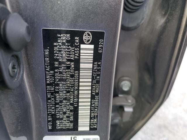 Photo 11 VIN: 4T1B11HK1KU693069 - TOYOTA CAMRY L 