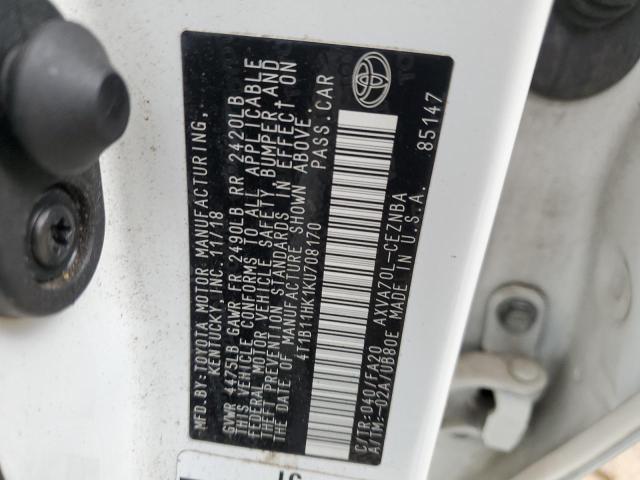 Photo 12 VIN: 4T1B11HK1KU708170 - TOYOTA CAMRY 