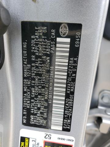 Photo 12 VIN: 4T1B11HK1KU728418 - TOYOTA CAMRY 