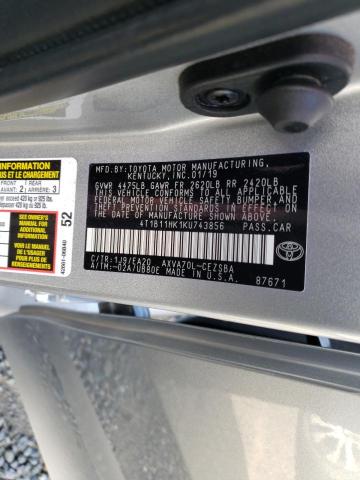 Photo 9 VIN: 4T1B11HK1KU743856 - TOYOTA CAMRY L 