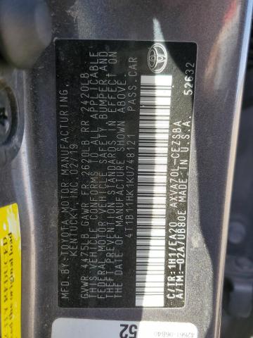 Photo 11 VIN: 4T1B11HK1KU748121 - TOYOTA CAMRY L 