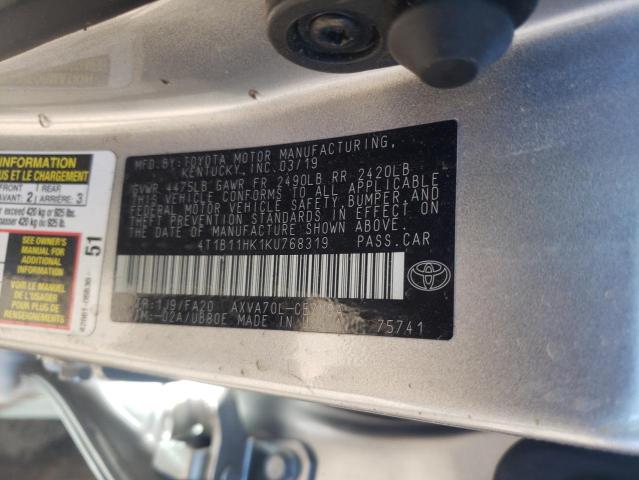 Photo 9 VIN: 4T1B11HK1KU768319 - TOYOTA CAMRY L 