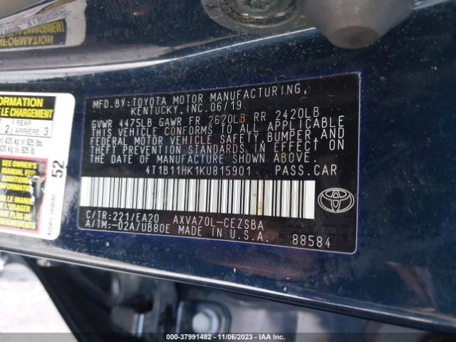 Photo 8 VIN: 4T1B11HK1KU815901 - TOYOTA CAMRY 