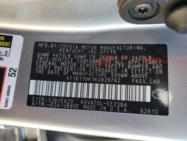 Photo 11 VIN: 4T1B11HK1KU828762 - TOYOTA CAMRY L 