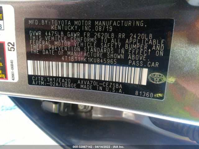 Photo 8 VIN: 4T1B11HK1KU845965 - TOYOTA CAMRY 