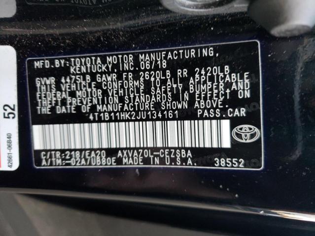 Photo 11 VIN: 4T1B11HK2JU134161 - TOYOTA CAMRY 