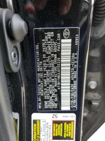 Photo 11 VIN: 4T1B11HK2JU135326 - TOYOTA CAMRY L 