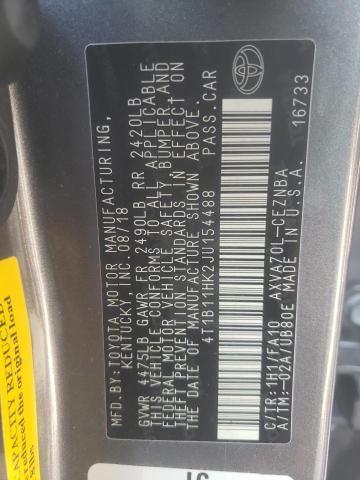 Photo 11 VIN: 4T1B11HK2JU154488 - TOYOTA CAMRY L 