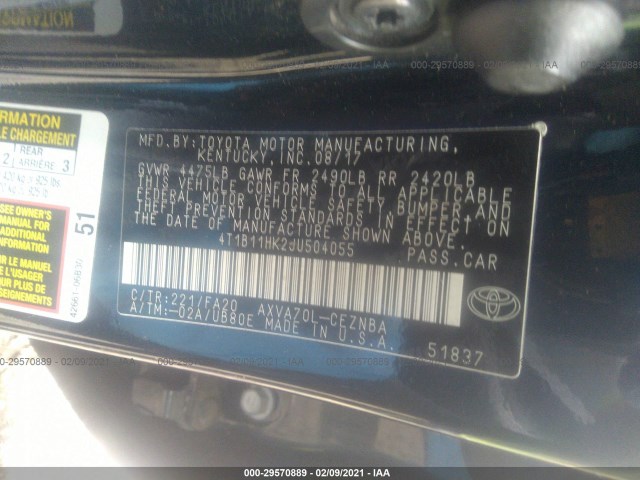 Photo 8 VIN: 4T1B11HK2JU504055 - TOYOTA CAMRY 