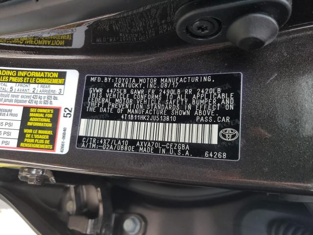 Photo 9 VIN: 4T1B11HK2JU513810 - TOYOTA CAMRY L 