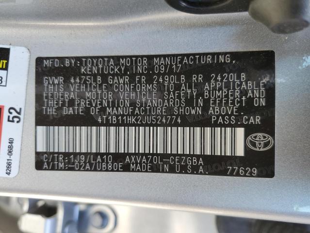 Photo 11 VIN: 4T1B11HK2JU524774 - TOYOTA CAMRY 