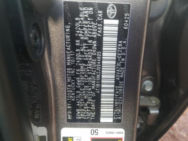 Photo 9 VIN: 4T1B11HK2JU544605 - TOYOTA CAMRY L 