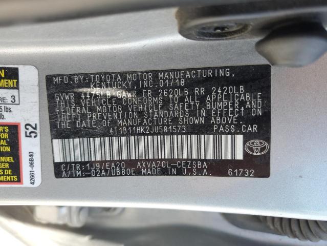 Photo 11 VIN: 4T1B11HK2JU581573 - TOYOTA CAMRY L 