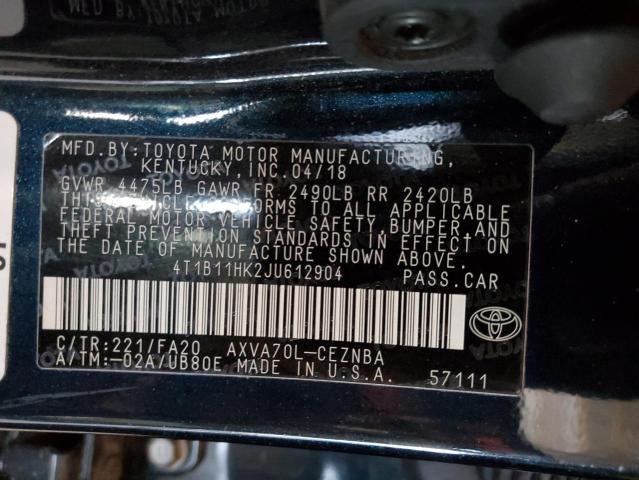 Photo 12 VIN: 4T1B11HK2JU612904 - TOYOTA CAMRY L 