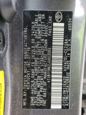 Photo 12 VIN: 4T1B11HK2JU653565 - TOYOTA CAMRY 