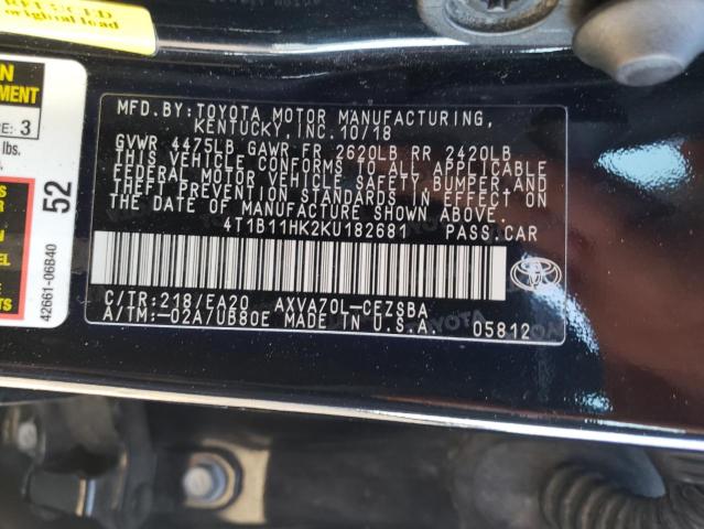 Photo 11 VIN: 4T1B11HK2KU182681 - TOYOTA CAMRY L 