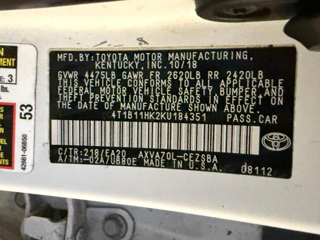 Photo 9 VIN: 4T1B11HK2KU184351 - TOYOTA CAMRY L 