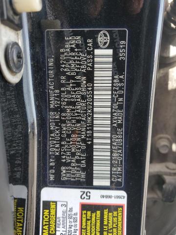 Photo 11 VIN: 4T1B11HK2KU205540 - TOYOTA CAMRY L 