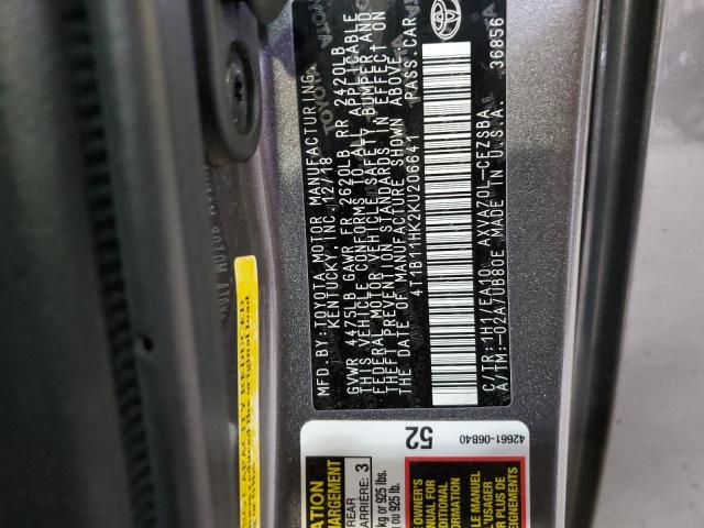 Photo 11 VIN: 4T1B11HK2KU206641 - TOYOTA CAMRY L 