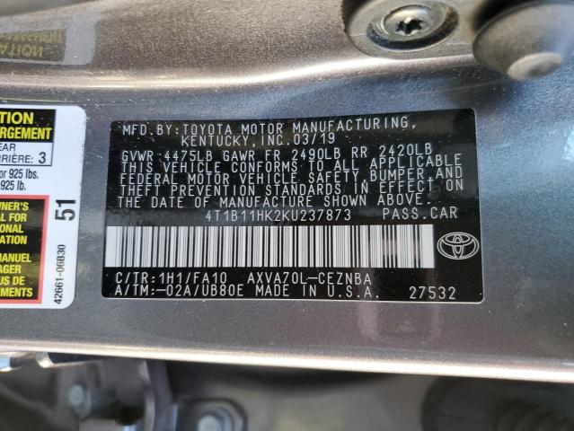 Photo 11 VIN: 4T1B11HK2KU237873 - TOYOTA CAMRY L 